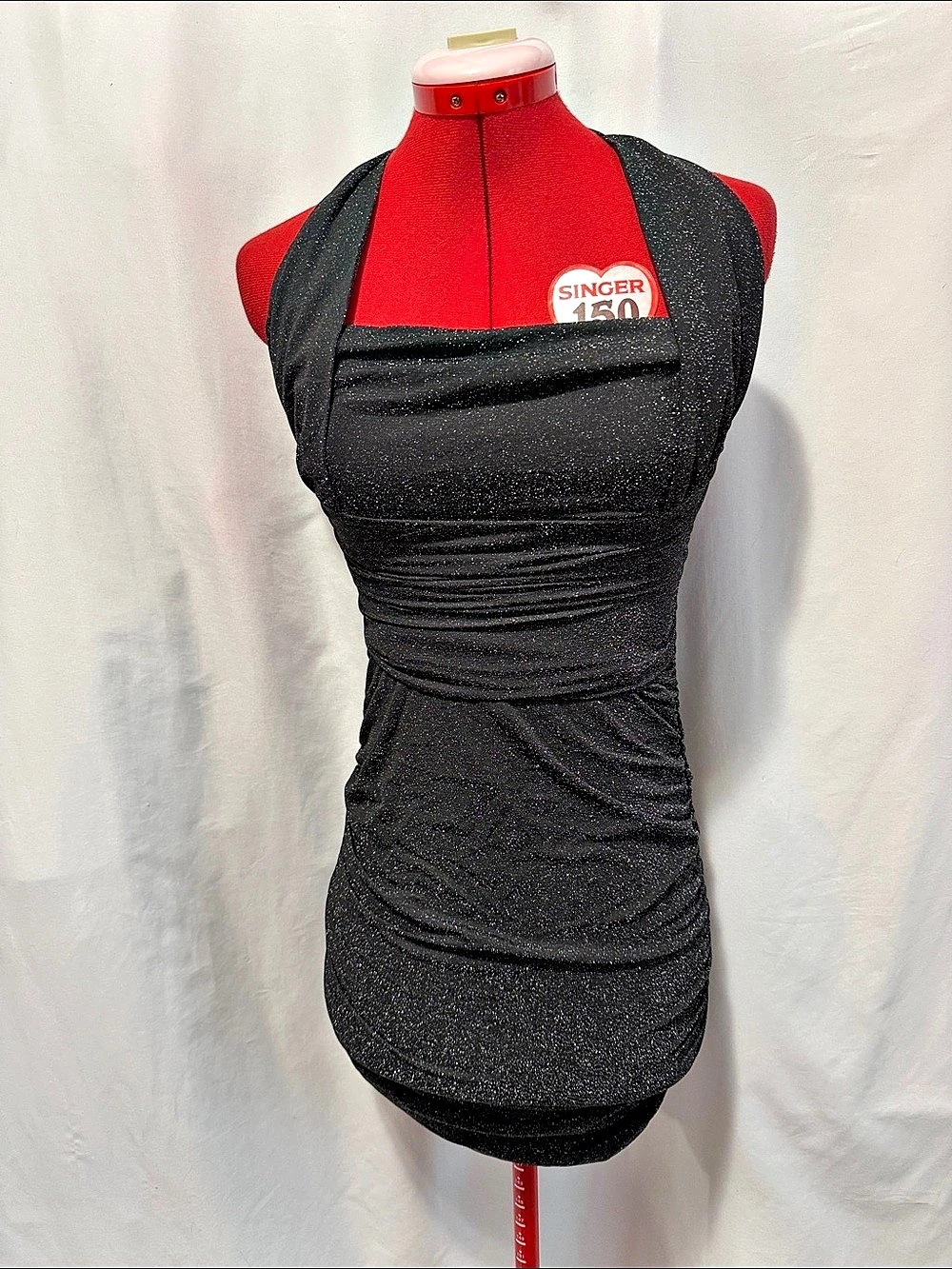 Ruched Sparkle Tank Top in Black Small Like New